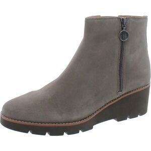 Vionic Womens Hazal Gray Zipper Suede Booties Shoes NWT